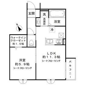メゾン・ド・リジェール(1LDK/1階)の間取り写真