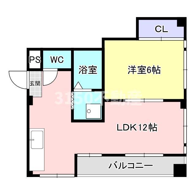 コーポ柳川(1LDK/4階)の間取り写真