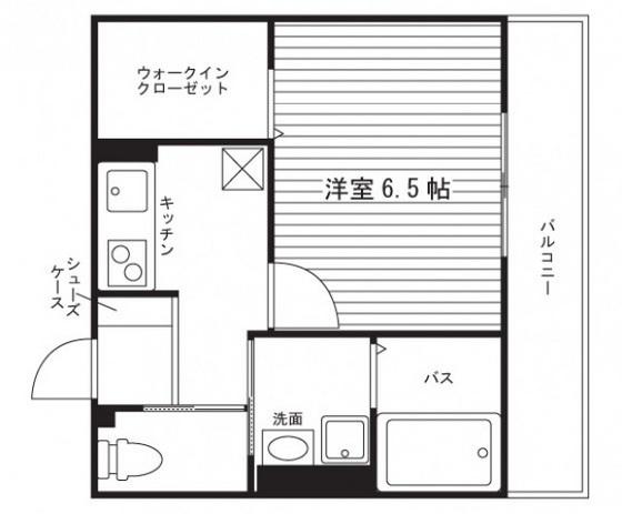 サウスコート(1K/2階)の間取り写真