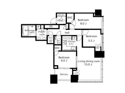 シティタワー麻布十番(3SLDK/15階)の間取り写真