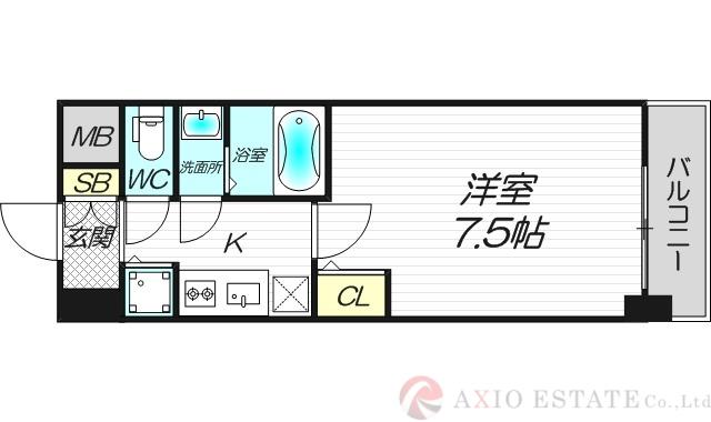 S-RESIDENCE江坂EMINENCE(1K/12階)の間取り写真