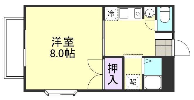 オアシス(1K/1階)の間取り写真
