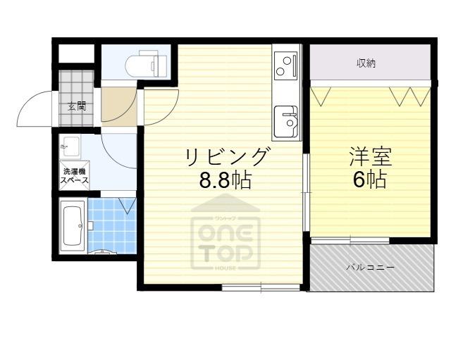 ベルリッジ岸辺 B(1LDK/1階)の間取り写真