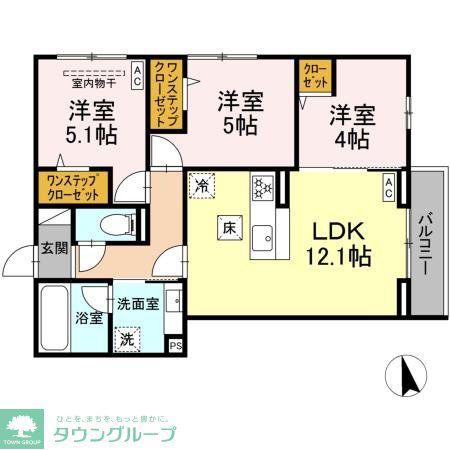 アクシス(3LDK/1階)の間取り写真