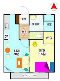 ビバリースクエアB(1LDK/2階)の間取り写真