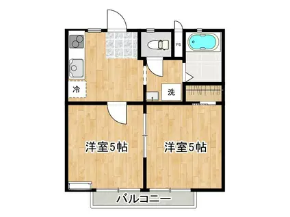 オークラビレッジ(2K/2階)の間取り写真