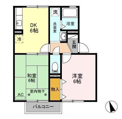 セジュール大沢(2DK/2階)の間取り写真