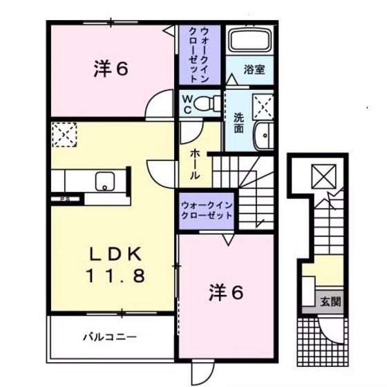 ソレイユコートC(2LDK/2階)の間取り写真