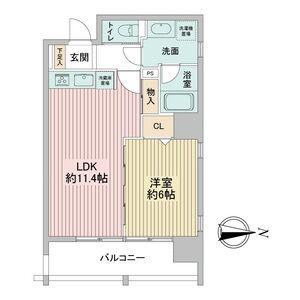 レインボーピア記念橋(1LDK/6階)の間取り写真