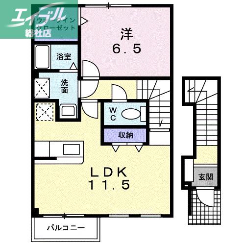 サン・スプリングメゾンB棟(1LDK/2階)の間取り写真