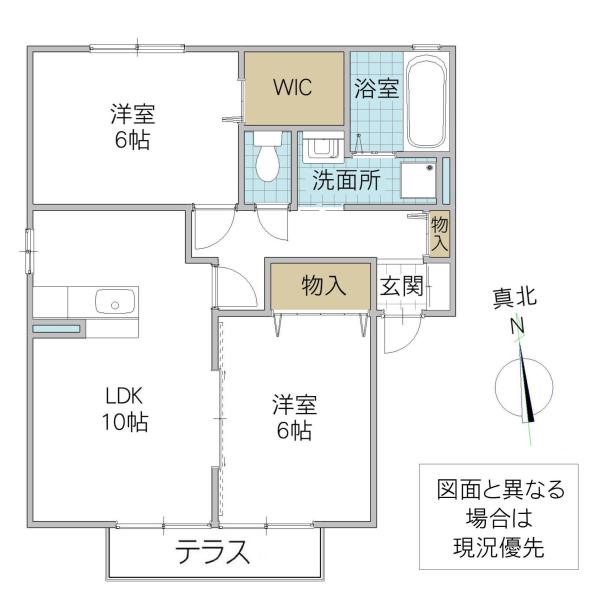 リビングタウンみどりの L棟(2LDK/1階)の間取り写真