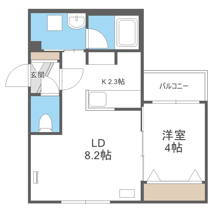 フェーラシュヴァル元町(1LDK/1階)の間取り写真