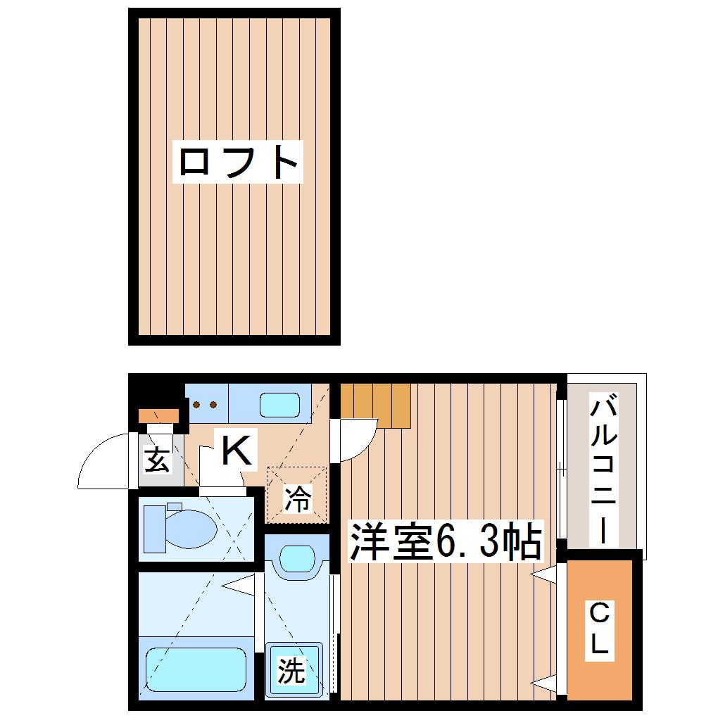 シエル荒巻(1K/2階)の間取り写真