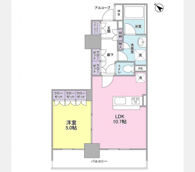 LASANTE五反田(1LDK/7階)の間取り写真