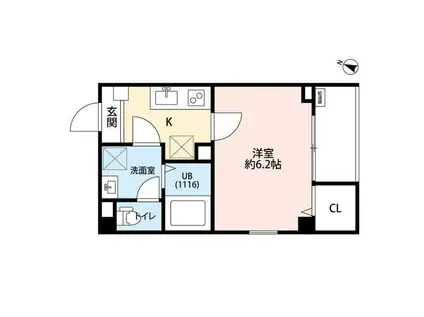 グリシーヌメゾンII(1K/2階)の間取り写真