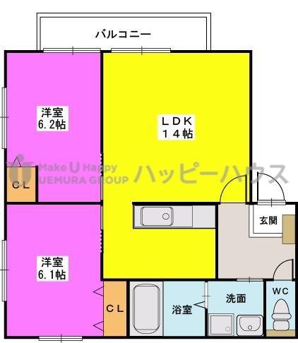 モンテリザイア(2LDK/3階)の間取り写真