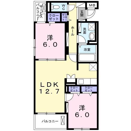 ドエル・コンフォート(2LDK/1階)の間取り写真