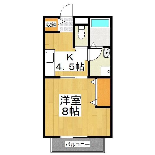 ウヴリール(1K/2階)の間取り写真