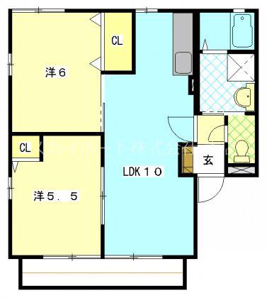 エスポワールA(2LDK/2階)の間取り写真