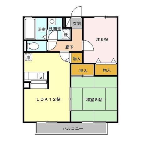 B-FLAT(2LDK/2階)の間取り写真