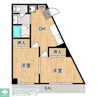 ボナール松本(2DK/2階)の間取り写真