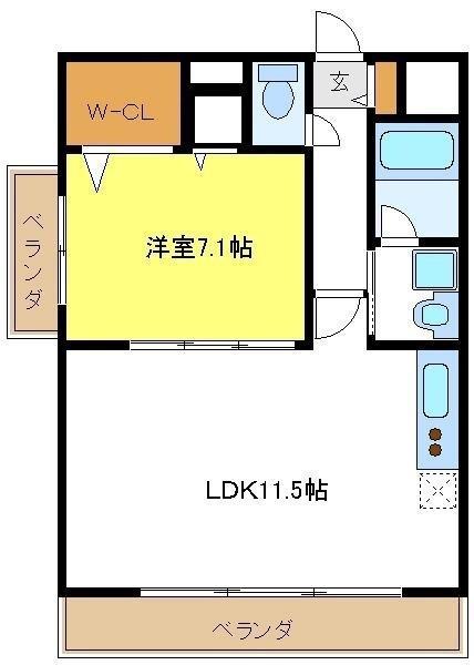グレース帝塚山(1LDK/3階)の間取り写真