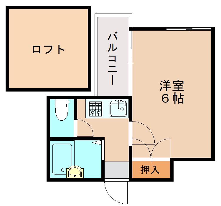 F・Kコート渡辺通東(1K/1階)の間取り写真