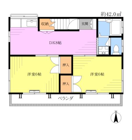 メゾン原田(2DK/2階)の間取り写真