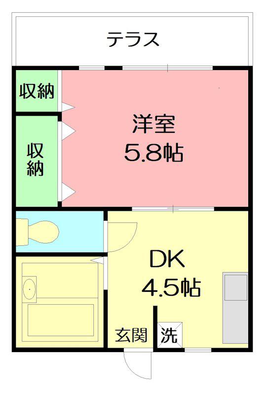 第二植原ハイツ(1DK/1階)の間取り写真