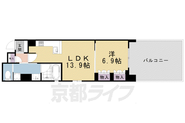 リーガル京都堀川中立売II(1LDK/1階)の間取り写真