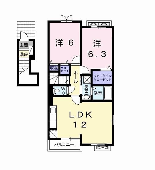 ボニート・アルカンシェルC(2LDK/2階)の間取り写真