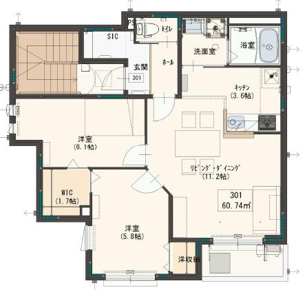 CASA FELIE(2LDK/3階)の間取り写真
