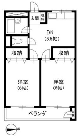 TCハイツ田無(2DK/1階)の間取り写真