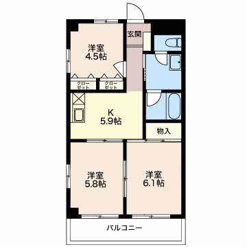 KS・BUILD(3K/3階)の間取り写真