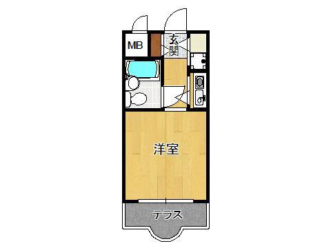 MIZUKI夙川(ワンルーム/1階)の間取り写真