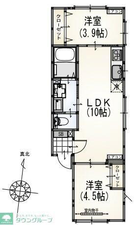 サンライズ成瀬A棟(2LDK/1階)の間取り写真