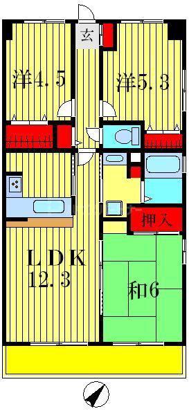 RJRリクロス立石(3LDK/5階)の間取り写真