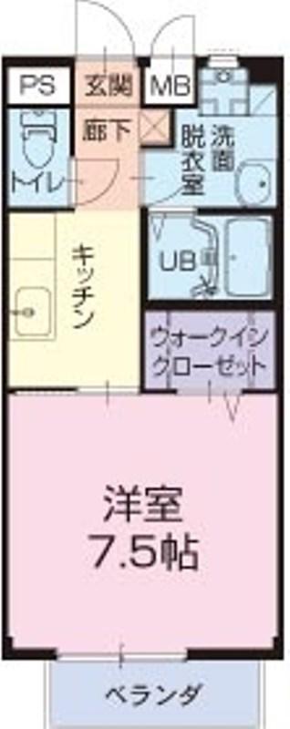 リッツハウス(1K/2階)の間取り写真