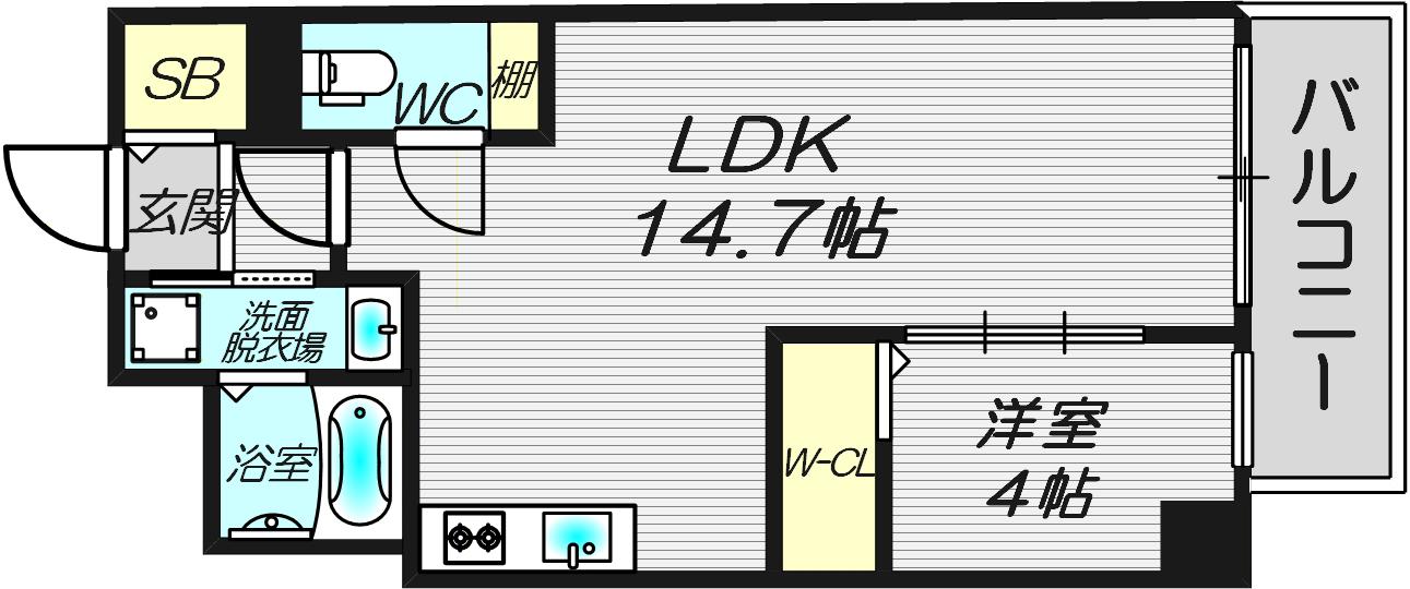 LEGALAND猫 MIYAKOJIMA(1LDK/8階)の間取り写真