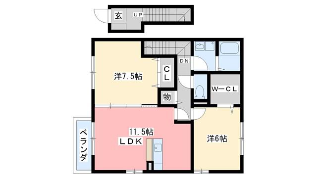 ハイツメビウス A棟(2SLDK/2階)の間取り写真
