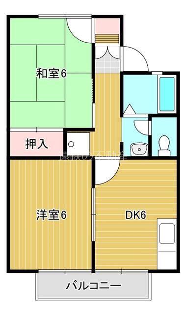 ラ・フォンテーヌ(2DK/1階)の間取り写真
