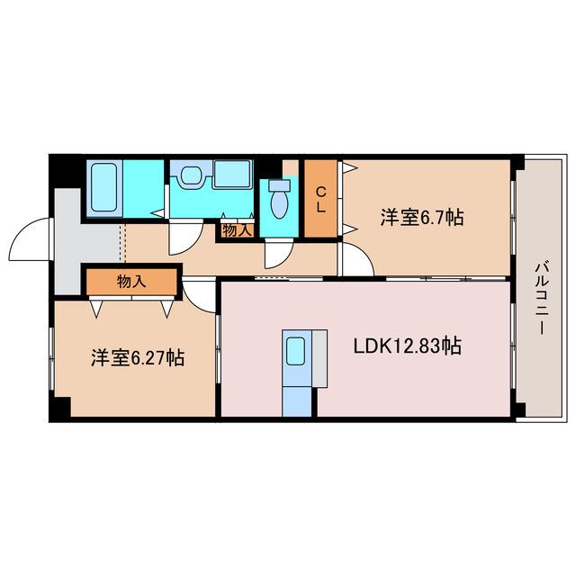 BEAU JARDIN(2LDK/2階)の間取り写真