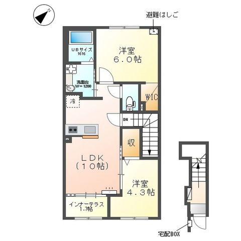 メルヴェール(2LDK/2階)の間取り写真