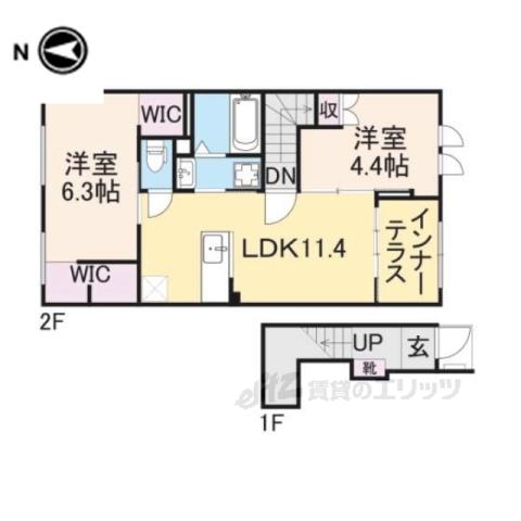 PORTE BONHEUR ふたかみ(2LDK/2階)の間取り写真
