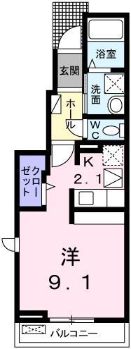 グラン ソレイユMM(1K/1階)の間取り写真