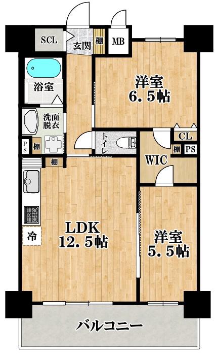 ふぁみーゆ平野(2LDK/5階)の間取り写真