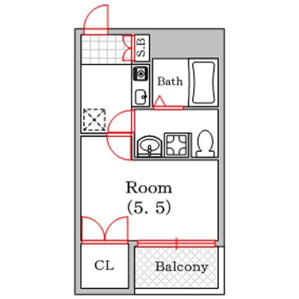 エムワイ江之子島マンション(1K/2階)の間取り写真