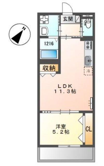 戸田市笹目3丁目アパート(1LDK/3階)の間取り写真