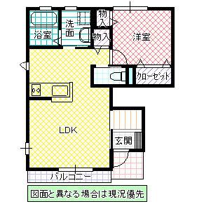 シャンス・メゾンII B(1LDK/1階)の間取り写真