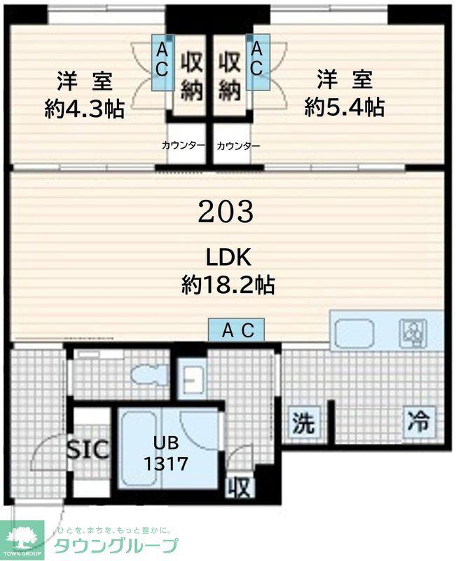 FULLEA恵比寿(2LDK/1階)の間取り写真